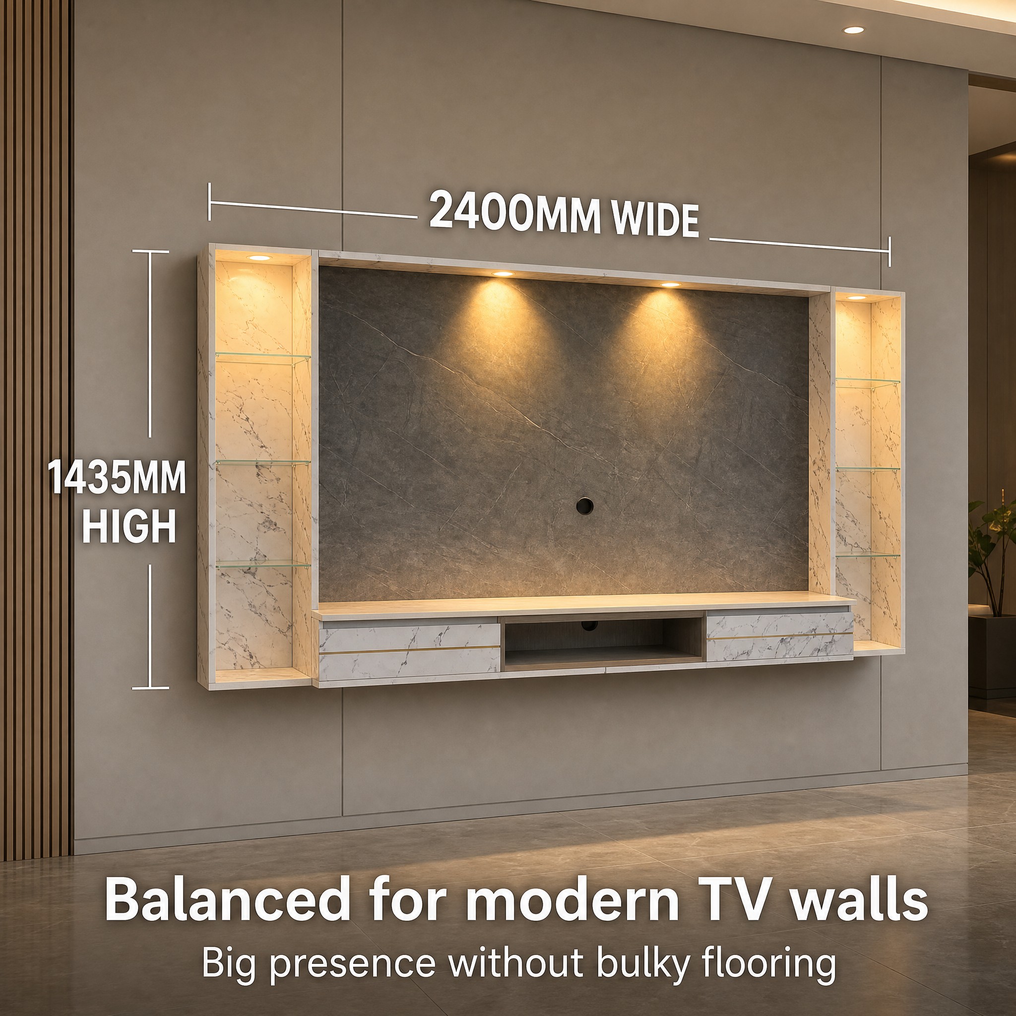 EE LIFE DESIGN 8FT FLOATING TV WALL CABINET / 8FT WALL KABINET|FREE INSTALLATION - Image 2