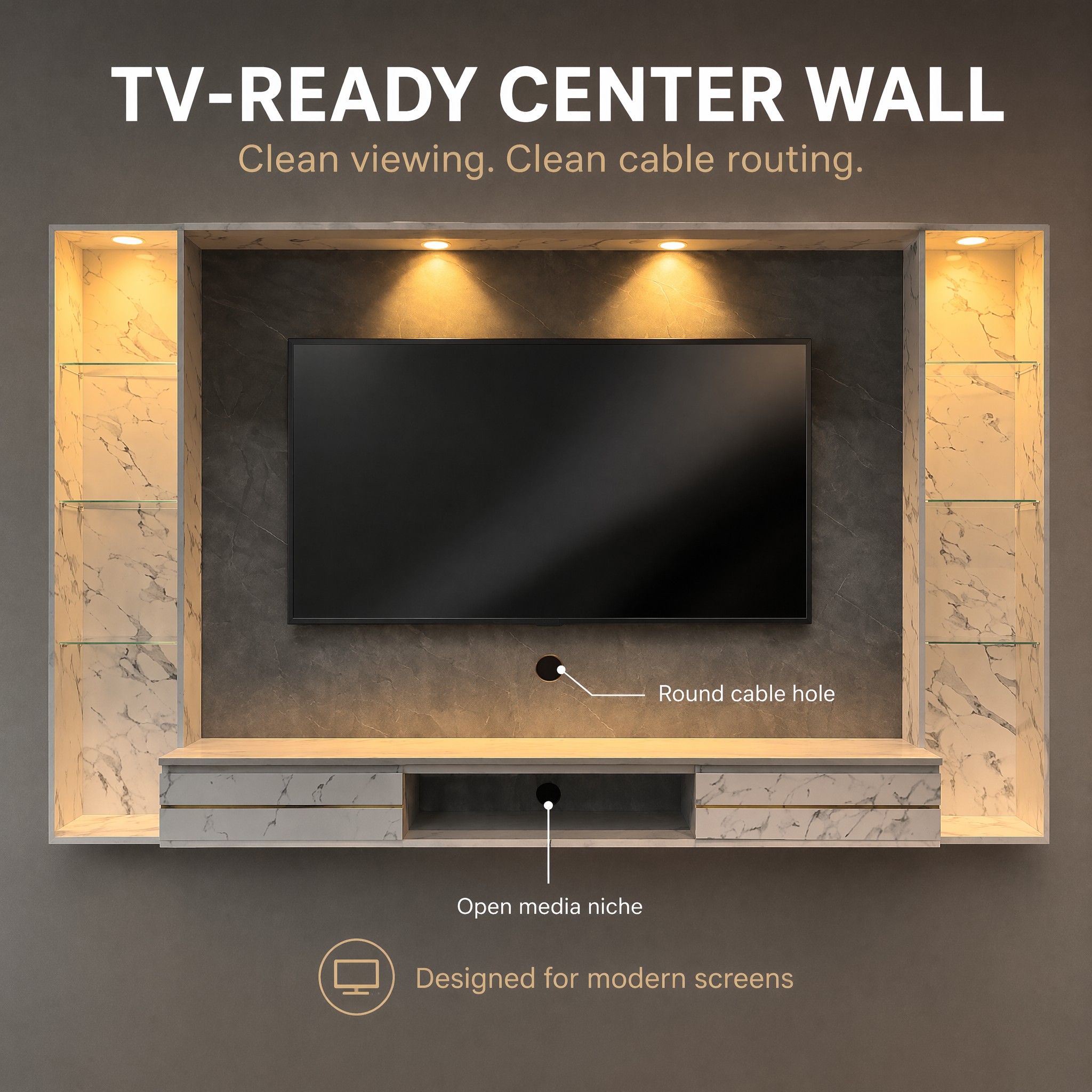 EE LIFE DESIGN 8FT FLOATING TV WALL CABINET / 8FT WALL KABINET|FREE INSTALLATION - Image 5