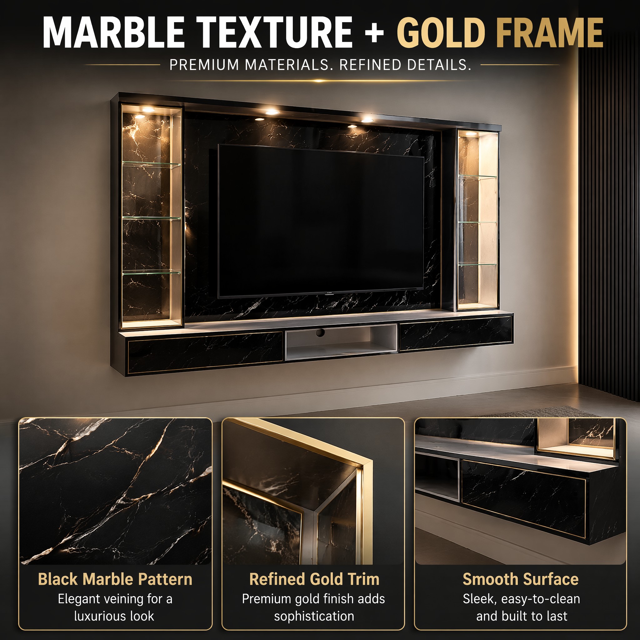 EE LIFE DESIGN 8FT FLOATING TV WALL CABINET / 8FT WALL KABINET / FREE INSTALLATION - Image 6