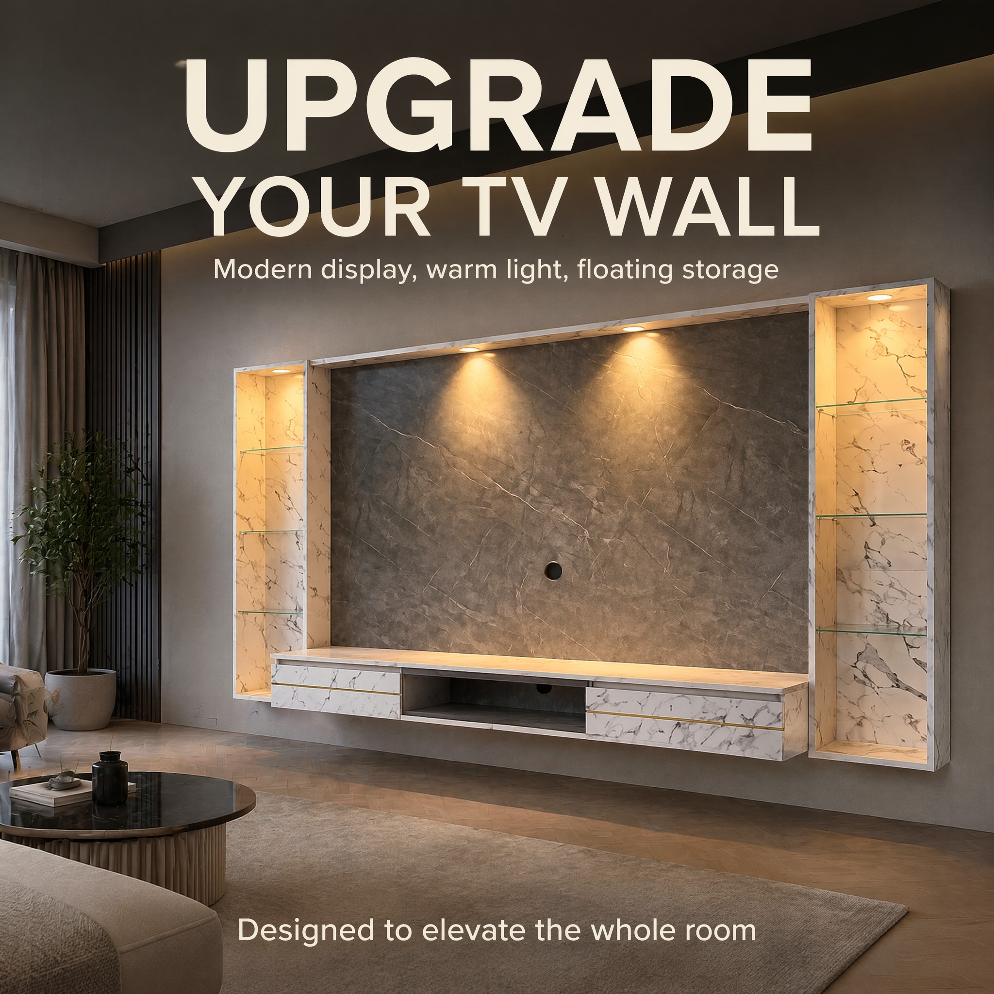 EE LIFE DESIGN 8FT FLOATING TV WALL CABINET / 8FT WALL KABINET|FREE INSTALLATION - Image 8