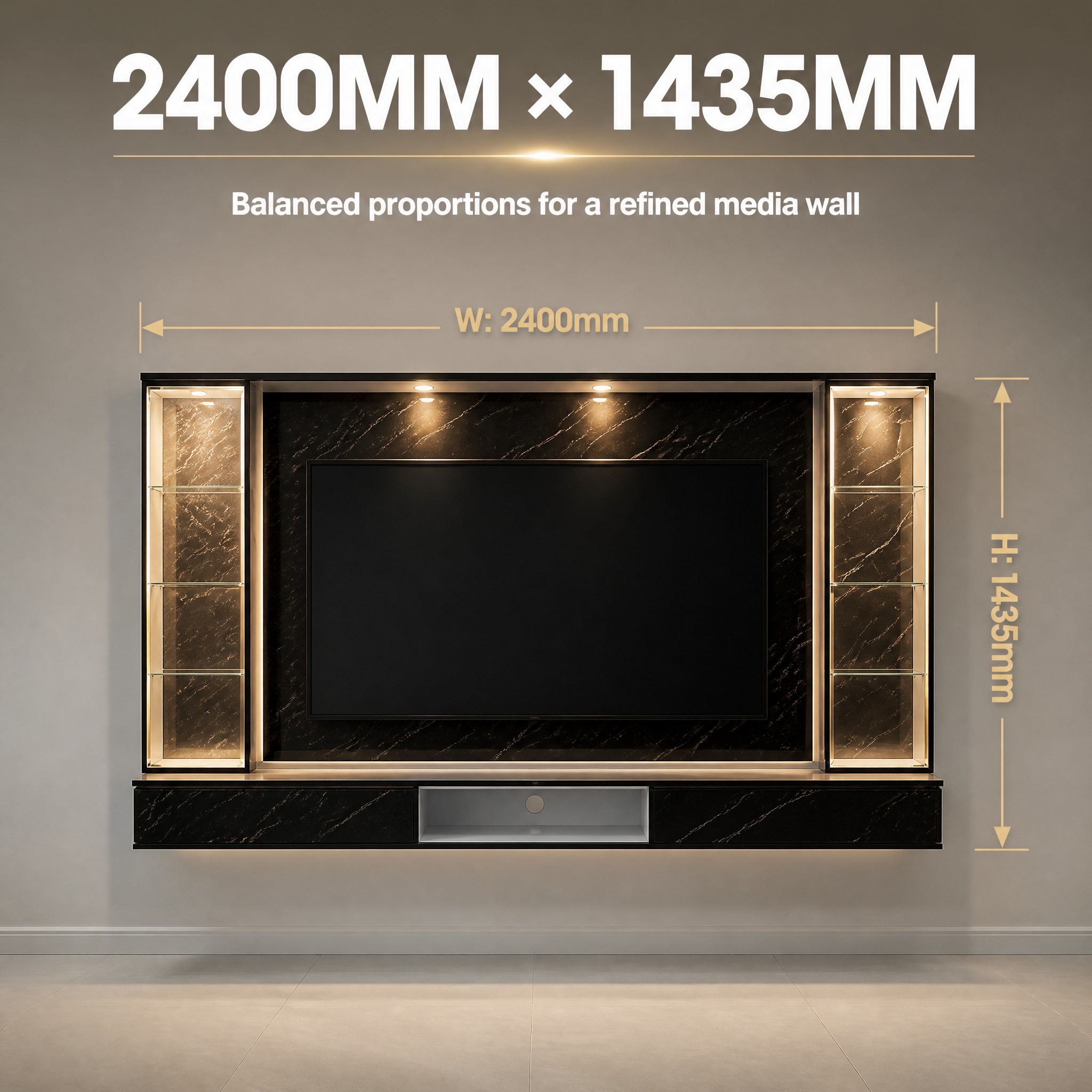 EE LIFE DESIGN 8FT FLOATING TV WALL CABINET / 8FT WALL KABINET / FREE INSTALLATION - Image 8